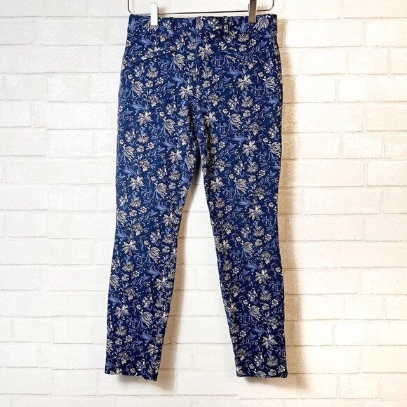 GAP Signature Skinny Ankle Pants Bi Stretch Mid Rise Blue Floral Print Size 2 - Picture 8 of 9